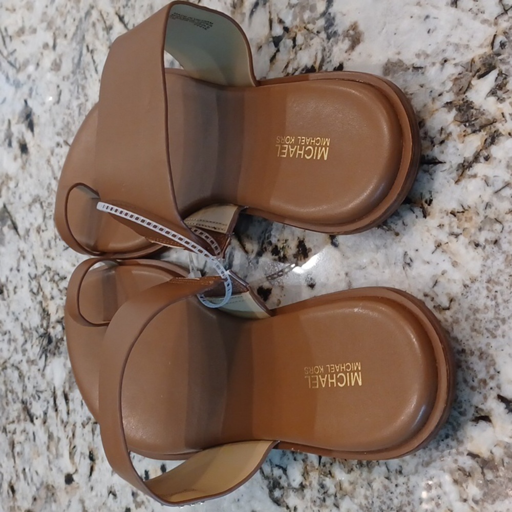 Michael Kors Augustv MK Logo Leather Flat Toe Strap Sandals SZ 11 New - Picture 13 of 14